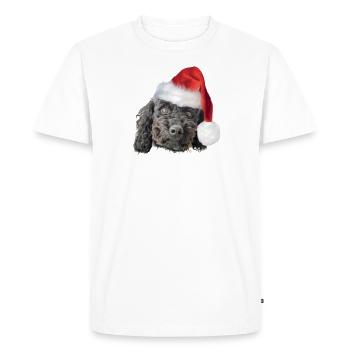 cute cute poodle with santa hat - Men's Premium Organic T-Shirt - white - Front - Nico (187cm)