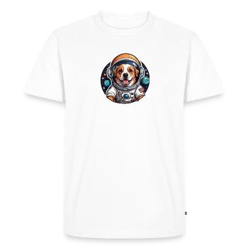 Astronaut Dog in Space - Men's Premium Organic T-Shirt - white - Front - Nico (187cm)