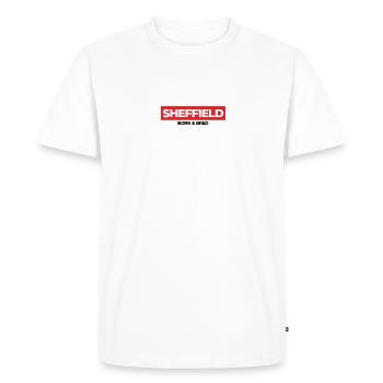 Sheffield Born & Bred - Men's Premium Organic T-Shirt - white - Front - Nico (187cm)