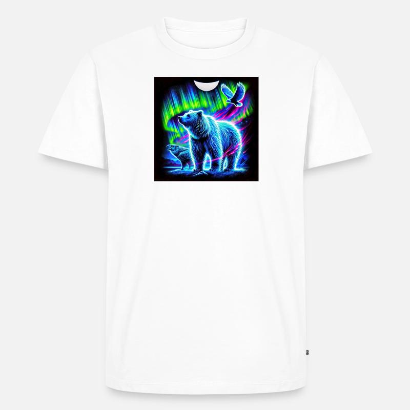 Bär und Vogel Aurora - Männer Premium Bio T-Shirt - Weiß