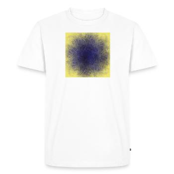 Blue Round Dot with Yellow Background - Men's Premium Organic T-Shirt - white - Front - Nico (187cm)