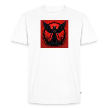 Démon ailé en noir sur fond rouge - T-shirt Premium bio Homme - blanc - Devant - Nico (187cm)