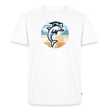 Clever Dolphin – Graduation & Education - Men's Premium Organic T-Shirt - white - Front - Nico (187cm)