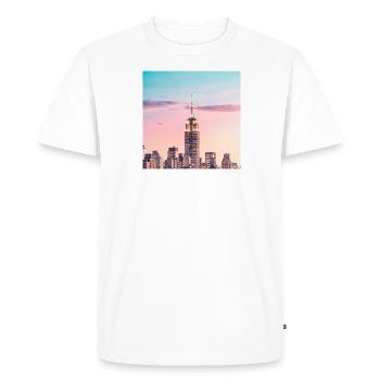Skyline Glow – Pastel Dreams - Men's Premium Organic T-Shirt - white - Front - Nico (187cm)