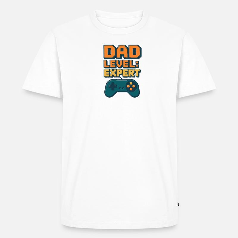 Dad Level: Expert – Controller - Männer Premium Bio T-Shirt - Weiß