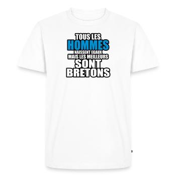 les meilleurs sont bretons - T-shirt Premium bio Homme - blanc - Devant - Nico (187cm)