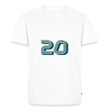 20. 20 ANS. 20e ANNIVERSAIRE. ANNIVERSAIRE 20 ANS. - T-shirt Premium bio Homme - blanc - Devant - Nico (187cm)