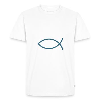 Jésus poisson Ichthys poisson poisson poisson - T-shirt Premium bio Homme - blanc - Devant - Nico (187cm)