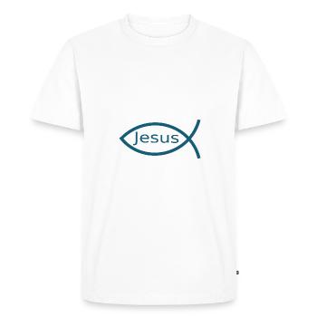 Jésus poisson Ichthys poisson poisson poisson - T-shirt Premium bio Homme - blanc - Devant - Nico (187cm)