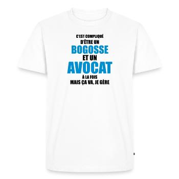 c'est compliqué d'être un bogosse et avocat - T-shirt Premium bio Homme - blanc - Devant - Nico (187cm)