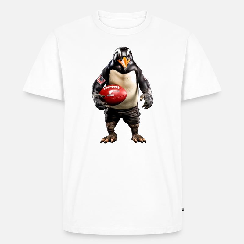 Rugby Pinguin - Männer Premium Bio T-Shirt - Weiß