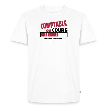 comptable en cours - T-shirt Premium bio Homme - blanc - Devant - Nico (187cm)