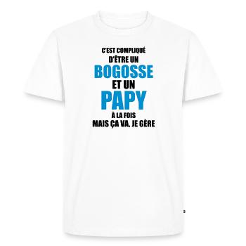 c'est compliqué d'être un bogosse et un papy - T-shirt Premium bio Homme - blanc - Devant - Nico (187cm)
