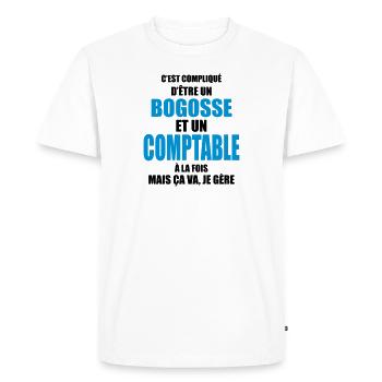 compliqué d'être un bogosse et un comptable - T-shirt Premium bio Homme - blanc - Devant - Nico (187cm)