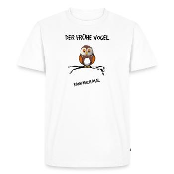 L’oiseau du début peut m’en faire - T-shirt Premium bio Homme - blanc - Devant - Nico (187cm)