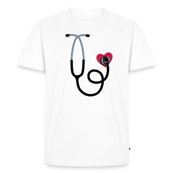 dr love - Men's Premium Organic T-Shirt - white - Front - Nico (187cm)