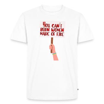 Vous ne pouvez pas brûler les femmes faites de feu - T-shirt Premium bio Homme - blanc - Devant - Nico (187cm)