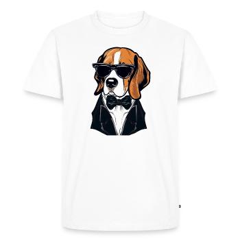 Beagle Wearing Shades - Men's Premium Organic T-Shirt - white - Front - Nico (187cm)