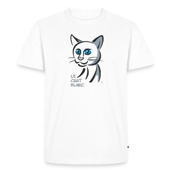 Design - the white cat - Men's Premium Organic T-Shirt - white - Front - Nico (187cm)