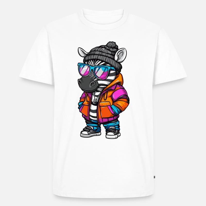 Zebra Cool Comic - Männer Premium Bio T-Shirt - Weiß