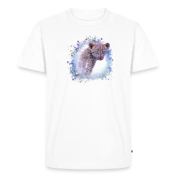 leopard, cat, wildcat, graffiti, painting,blue - Men's Premium Organic T-Shirt - white - Front - Nico (187cm)