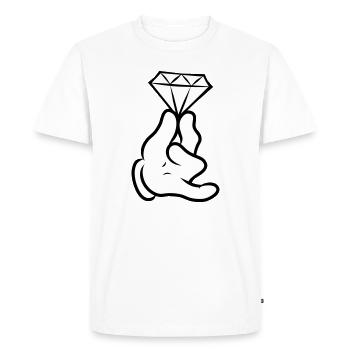 Main comique avec diamant - T-shirt Premium bio Homme - blanc - Devant - Nico (187cm)