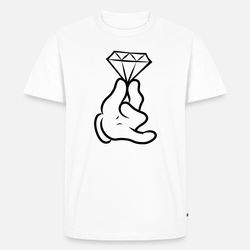 Comic-Hand mit Diamant - Männer Premium Bio T-Shirt - Weiß