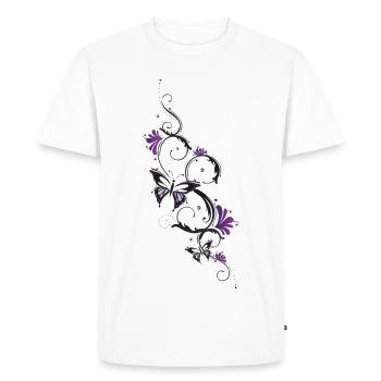 Ornement floral avec papillons et fleurs. - T-shirt Premium bio Homme - blanc - Devant - Nico (187cm)