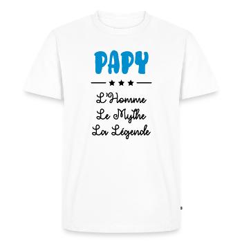 Papy Papi Grand-Père Retraite famille - T-shirt Premium bio Homme - blanc - Devant - Nico (187cm)