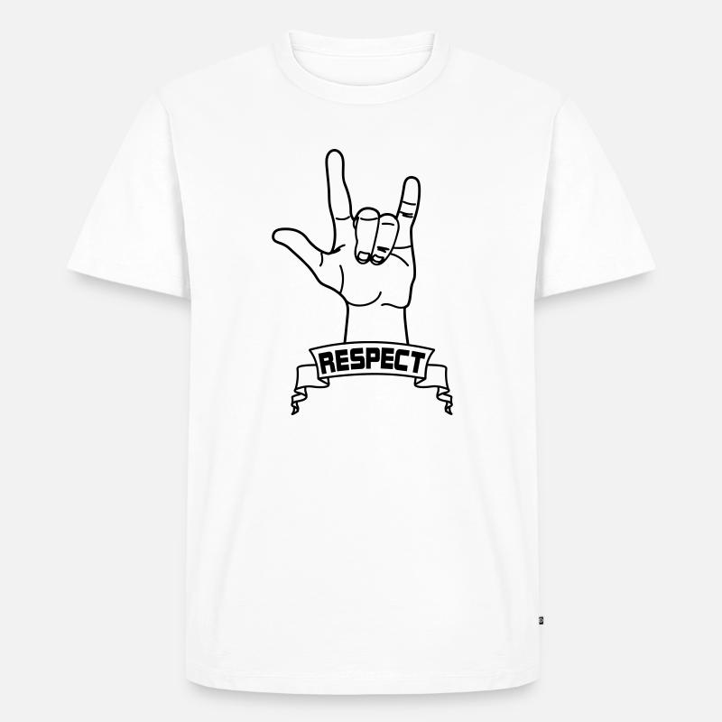 Handgeste Respekt mit Text RESPEKT - Männer Premium Bio T-Shirt - Weiß