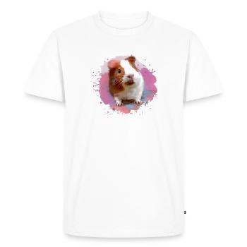 cochon d’Inde, graffiti, peinture, aquarelle, rose - T-shirt Premium bio Homme - blanc - Devant - Nico (187cm)