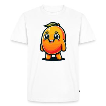 A playful cartoon style mango - Men's Premium Organic T-Shirt - white - Front - Nico (187cm)