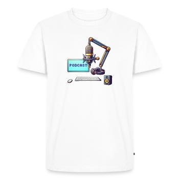 Podcast (en anglais) - T-shirt Premium bio Homme - blanc - Devant - Nico (187cm)