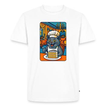 Culinary Cat Chef Illustration, Love Cats Cooking  - Men's Premium Organic T-Shirt - white - Front - Nico (187cm)