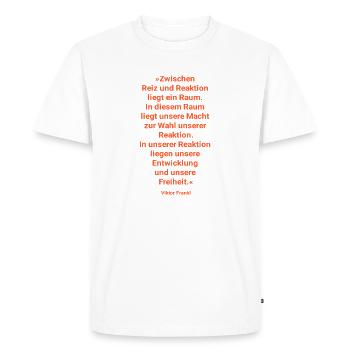 Espace de pensée - entre stimulus et réaction - T-shirt Premium bio Homme - blanc - Devant - Nico (187cm)