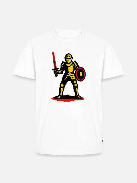 Yellow Knight with Red Sword - Men's Premium Organic T-Shirt - white