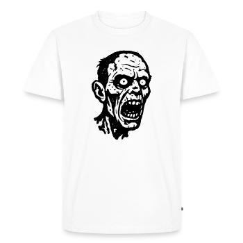 Tête de Zombie Hurlant Imprimer Halloween - T-shirt Premium bio Homme - blanc - Devant - Nico (187cm)