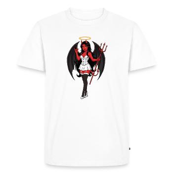 Devil Angel with Halo and Staff - Men's Premium Organic T-Shirt - white - Front - Nico (187cm)