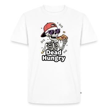 Pizza squelette affamé mort - T-shirt Premium bio Homme - blanc - Devant - Nico (187cm)
