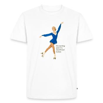 Twirling au-delà de l’âge adulte – Meme Skater Art - T-shirt Premium bio Homme - blanc - Devant - Nico (187cm)