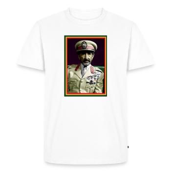 Haile Selassie I Jah Rastafari Rasta Reggae Roots - Men's Premium Organic T-Shirt - white - Front - Nico (187cm)