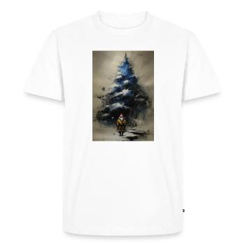 Sapin nocturne et Père Noël hivernal - T-shirt Premium bio Homme - blanc - Devant - Nico (187cm)