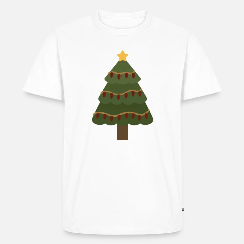Gemütlicher Weihnachtsbaum mit Girlandenlichtern - Männer Premium Bio T-Shirt - Weiß