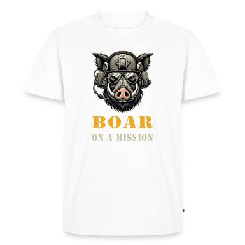 Wild boar on a mission - Men's Premium Organic T-Shirt - white - Front - Nico (187cm)