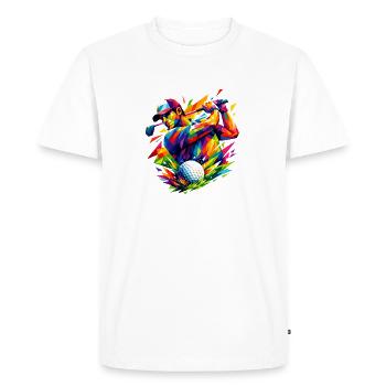 Explosion de couleurs dans les coups de golf - T-shirt Premium bio Homme - blanc - Devant - Nico (187cm)