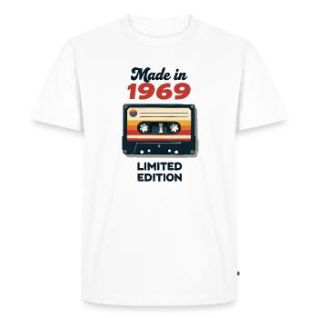 Fabriqué en 1969 – Cassette vintage - T-shirt Premium bio Homme - blanc - Devant - Nico (187cm)