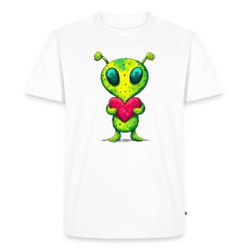 Extraterrestre au cœur - T-shirt Premium bio Homme - blanc - Devant - Nico (187cm)