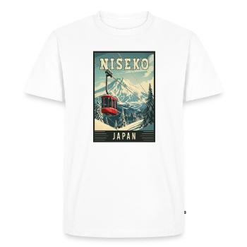 Paradis d’hiver à Niseko Japon Art de voyage vintage - T-shirt Premium bio Homme - blanc - Devant - Nico (187cm)