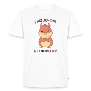 Je peux avoir l’air mignonne, mais je suis dangereuse ! - T-shirt Premium bio Homme - blanc - Devant - Nico (187cm)
