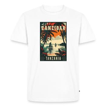 Tropical Zanzibar in Tanzania Vintage Travel Art - Men's Premium Organic T-Shirt - white - Front - Nico (187cm)